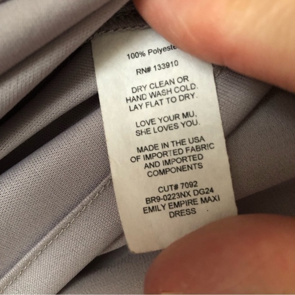 Show Me Your Mumu Emily Empire Sz 1X Dove Gray Flutter Sleeve Chiffon Bridesmaid - Picture 6 of 7